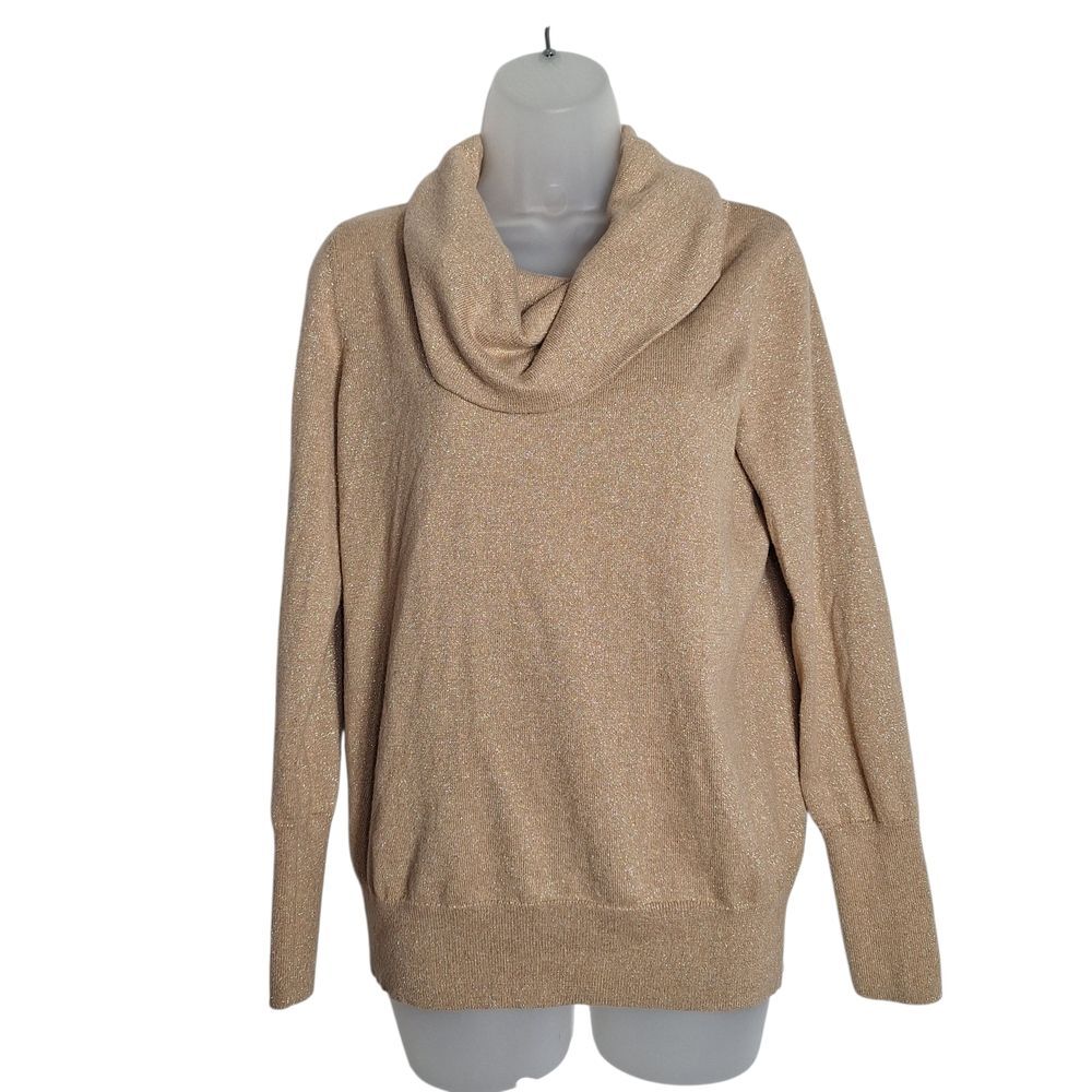 Chicos Cowl Neck Sweater Long Sleeve Oversized Shimmery Rabbit Medium Womens